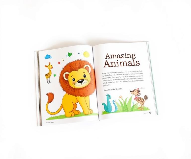 Open children's magazine showing the Amazing Animals page