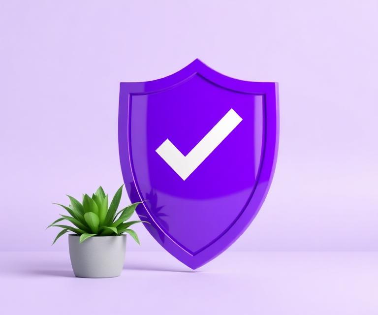 Safety shield with checkmark